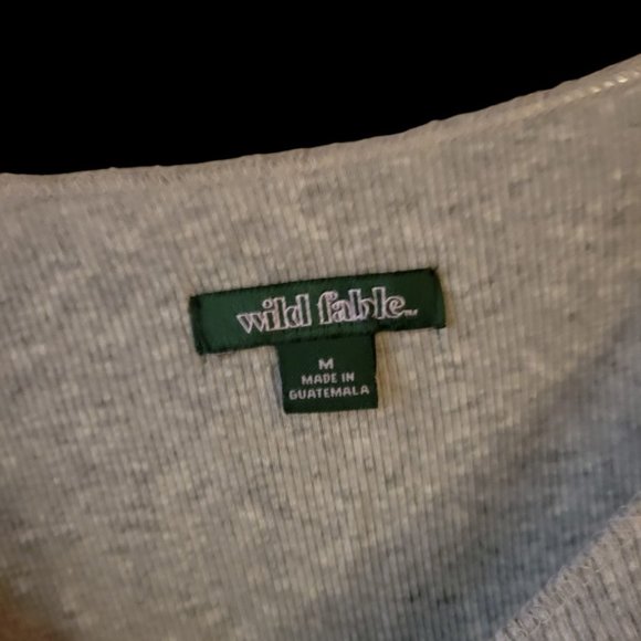 Wild Fable Gray Cotton Ribbed Crop Shirt - Size M - Picture 2 of 2